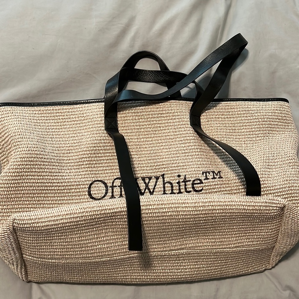 Off white raffia tote